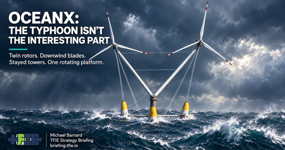 OceanX: плавучая ветротурбина с двумя роторами выдержала супертайфун Yagi