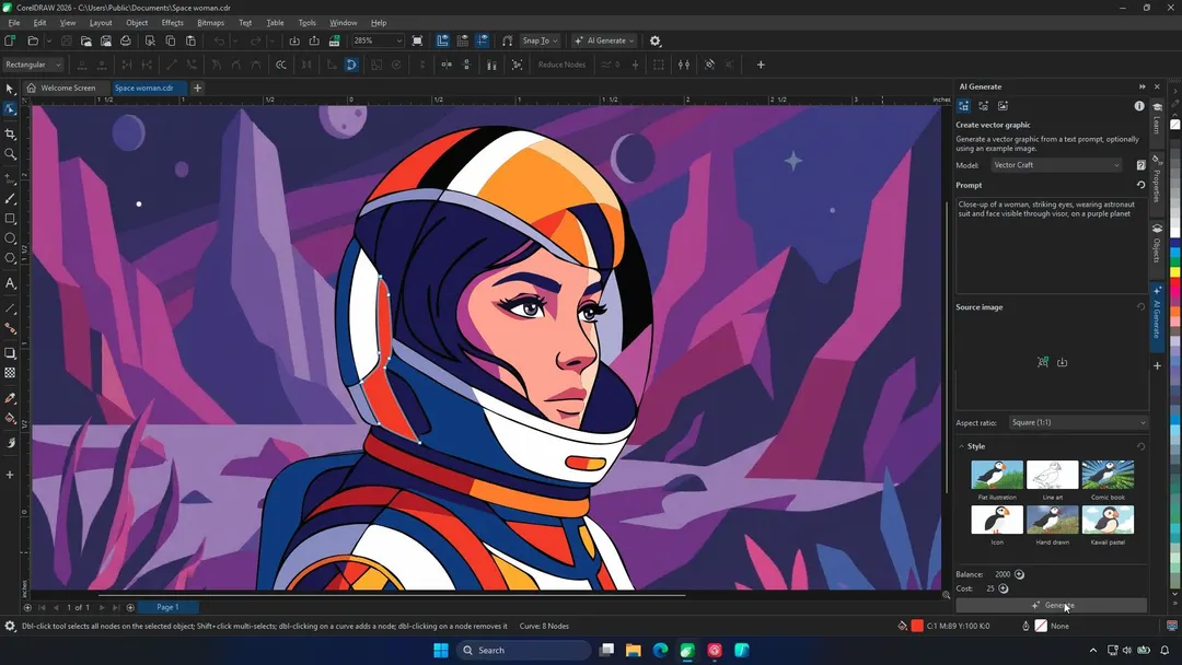 CorelDRAW получил ИИ-генерацию редактируемых векторов из текста
