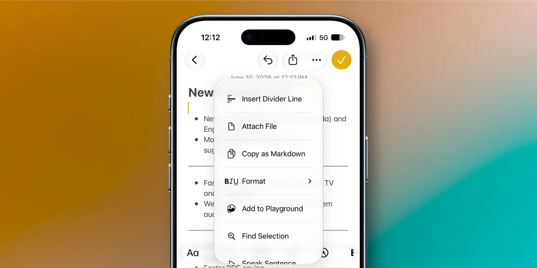 Apple Notes в iOS 27: разделители, ссылки на разделы и интеграция с Siri