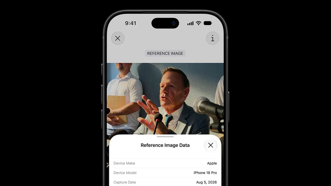 Apple представила Reference Image для проверки подлинности фото на iPhone 18 Pro
