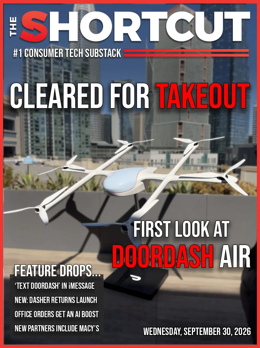 DoorDash показала дрон DoorDash Air: доставка еды за 5 минут