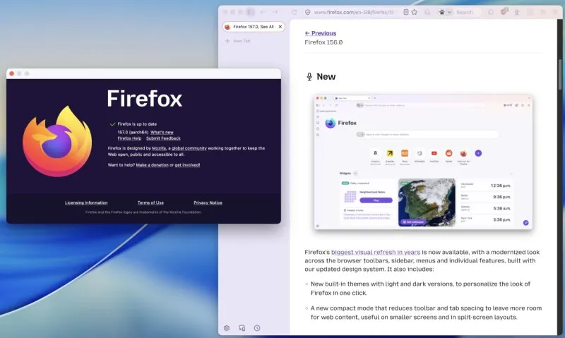 Firefox 157 вышел с темой Nova — крупнейшим визуальным обновлением за годы