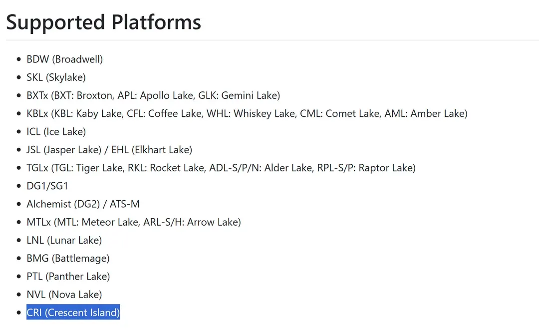 Intel добавила поддержку GPU Crescent Island Xe3P в Media Driver