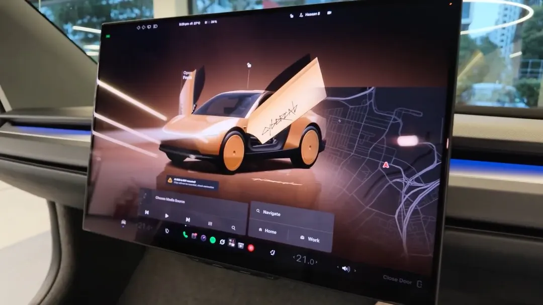 Cybercab показал пользовательский интерфейс с меню как у Model 3 и Y