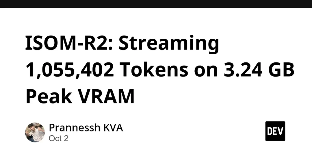 ISOM-R2 обработала 1,05 млн токенов при 3,24 ГБ видеопамяти