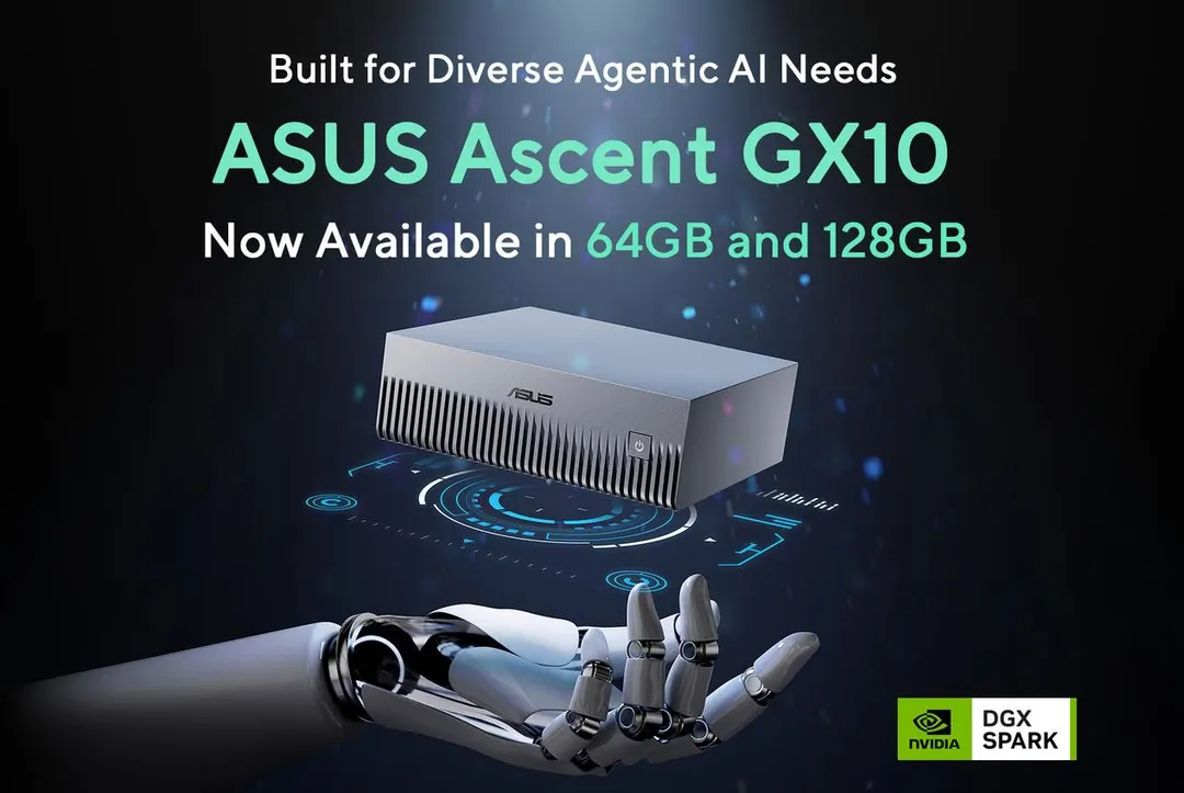 ASUS выпустила Ascent GX10 на 64 ГБ для локального ИИ