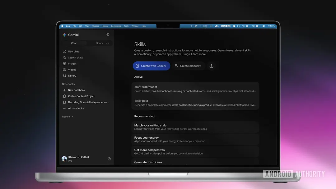 Google заменила Gemini Gems на Skills — настраиваемые навыки в любом чате