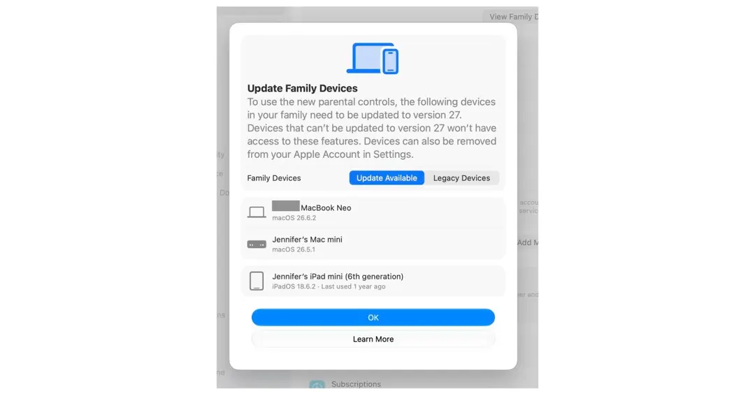 Новый Screen Time в iOS 27 требует обновления всех устройств семьи
