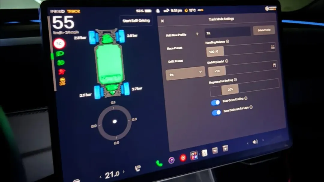 Энтузиаст включил Track Mode на обычной Model Y