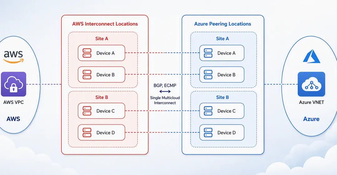 Тест AWS и Azure Multicloud Interconnect: настройка за 60 минут и задержка 2,5 мс