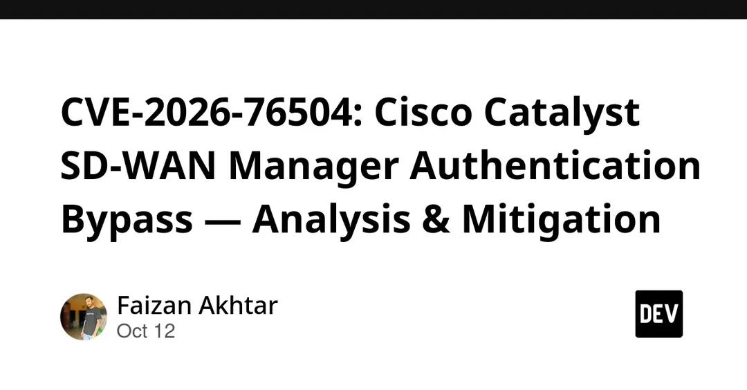 CVE-2026-76504: обход аутентификации в Cisco Catalyst SD-WAN Manager