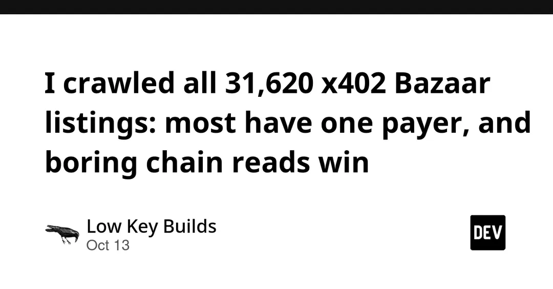 Краулинг 31 620 листингов x402 Bazaar: у 77% не больше двух плательщиков