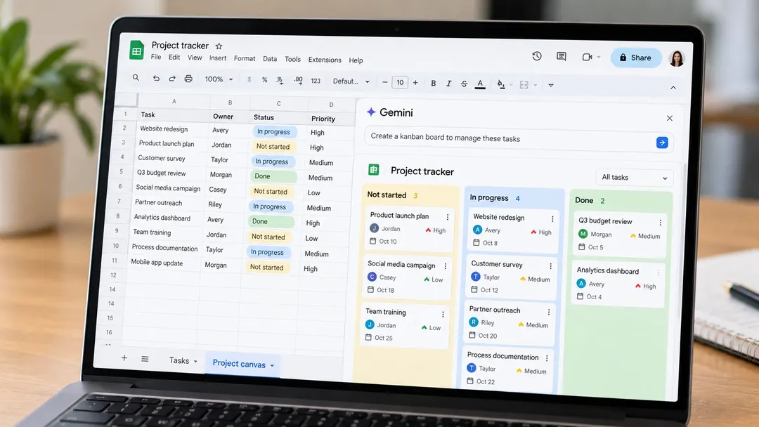 Google Sheets Canvas: мини-приложения из таблиц по промпту