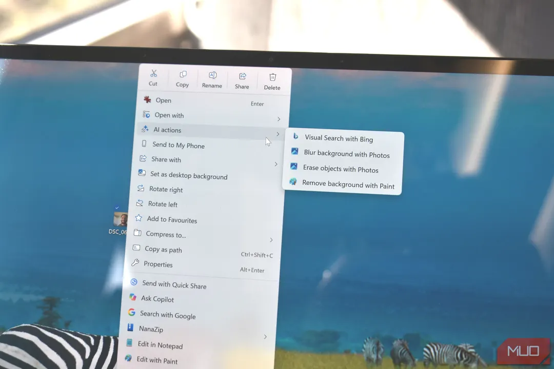 В контекстном меню Windows 11 появились ИИ-действия