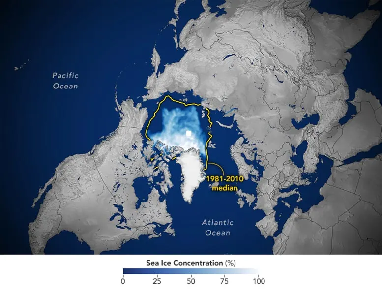 NASA: арктический морской лёд сокращается и молод��ет
