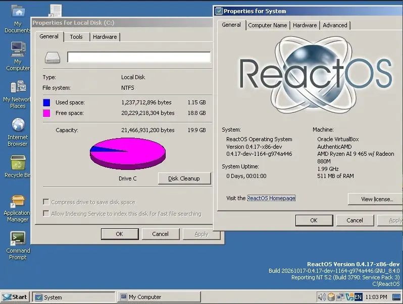ReactOS научилась устанавливаться на раздел NTFS