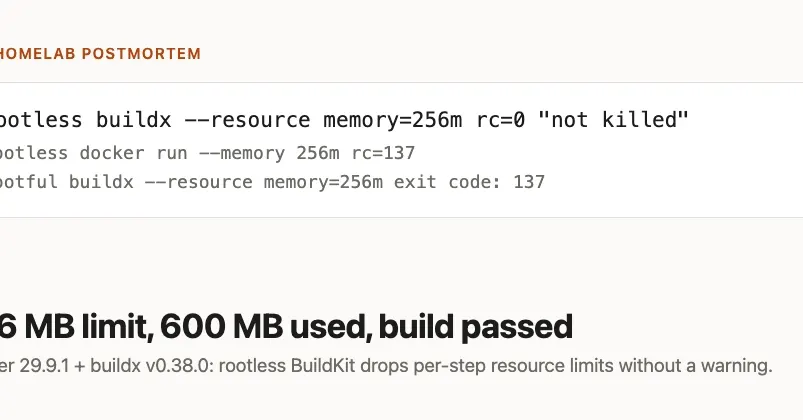 Rootless-сборки Docker молча игнорируют лимиты памяти BuildKit