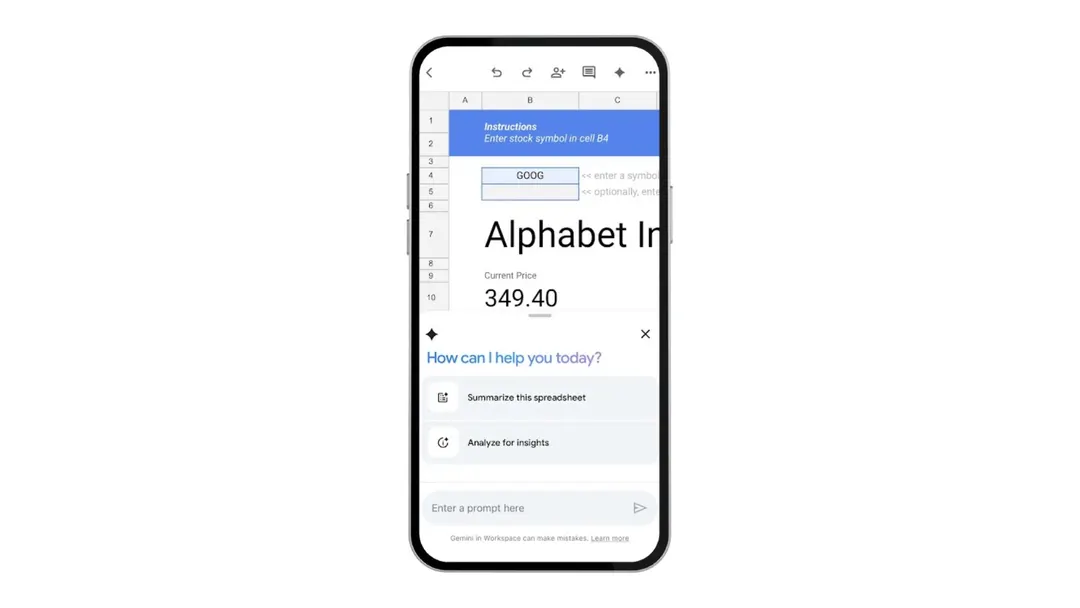 Gemini появился в Google Sheets на iPhone
