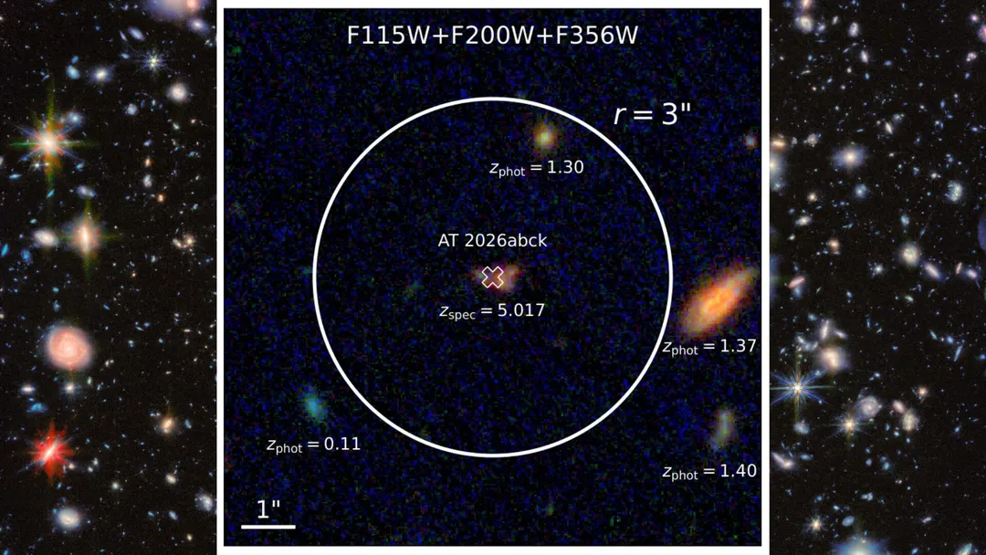 JWST заметил одну из самых далёких сверхновых — AT 2026abck