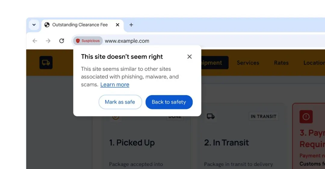 Chrome предупредит о «подозрительных» сайтах двухуровневым баннером