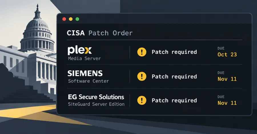 CISA обязала госорганы США закрыть уязвимости Plex2Shell, Siemens и SiteGuard