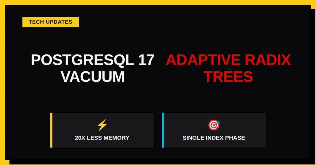 PostgreSQL 17 переработала VACUUM: ART-дерево сняло лимит в 1 ГБ