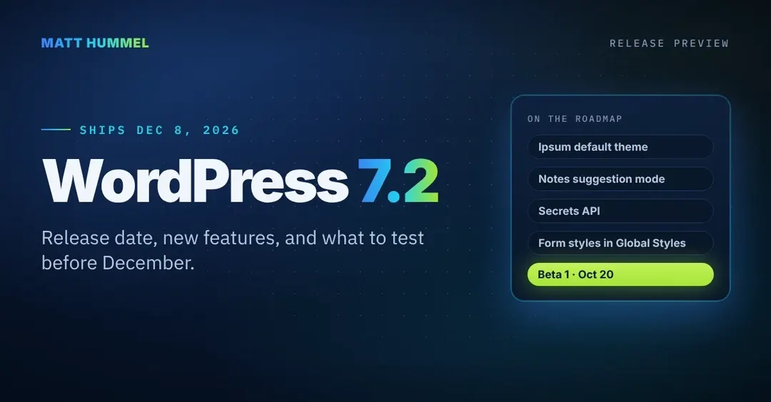WordPress 7.2 выйдет 8 декабря с темой Ipsum и Secrets API