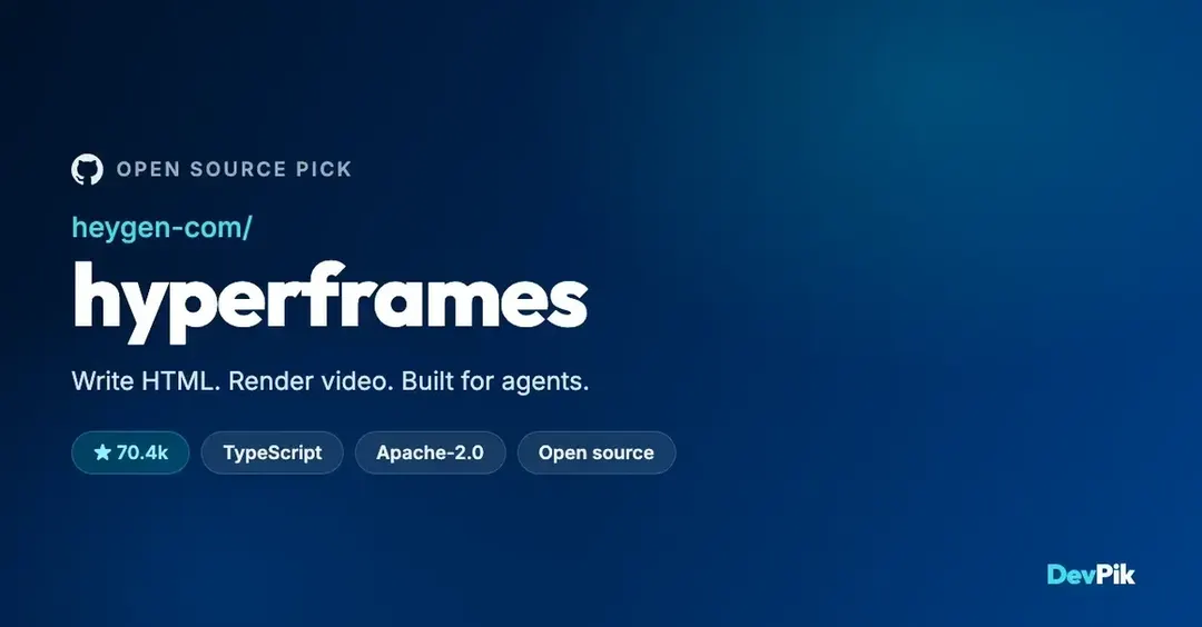 HyperFrames от HeyGen: HTML-видео с детерминированным рендером и 70 тыс. звёзд