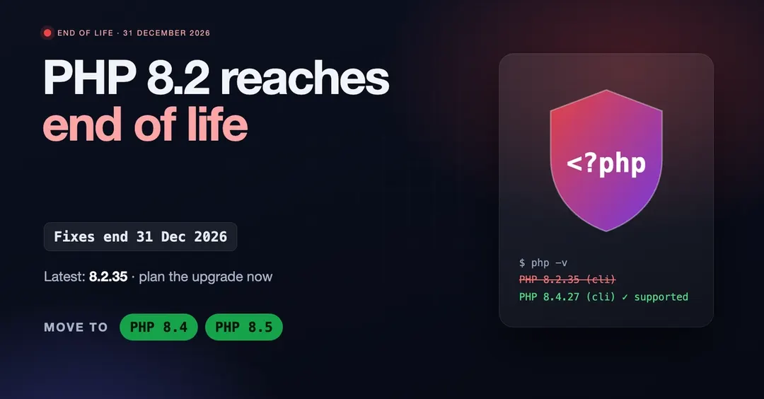 PHP 8.2 перестанет получать исправления безопасности 31 декабря 2026 года