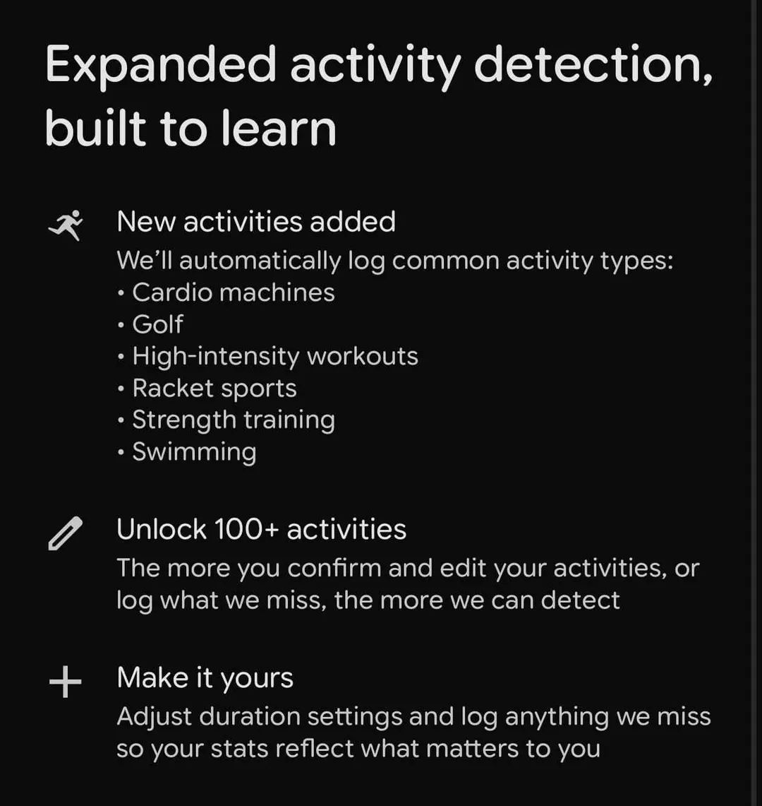 Google Health 5.11 расширила распознавание активностей до 100+ на Fitbit и Pixel Watch