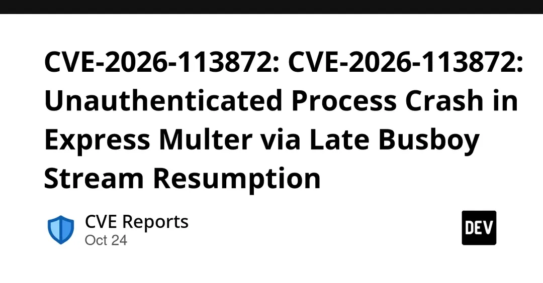 В multer нашли DoS-уязвимость CVE-2026-113872 с публичным PoC