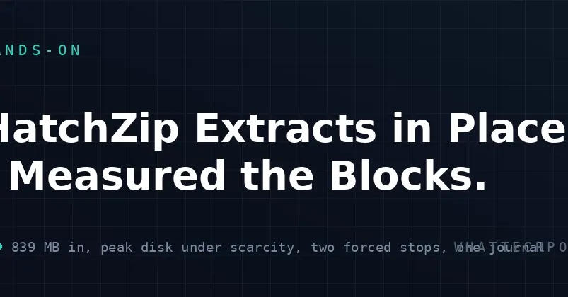 HatchZip распаковывает архив, удаляя его по частям и экономя место