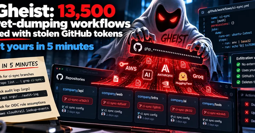 Gheist: 13 500 веток с кражей секретов через угнанные токены GitHub