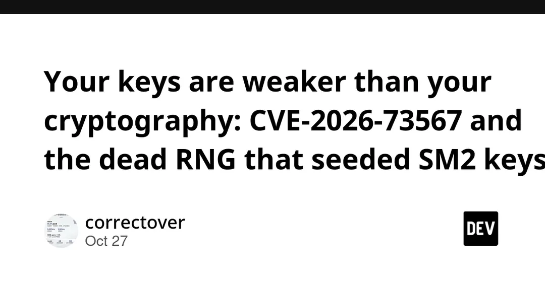 CVE-2026-73567: слабый RNG в SM2-библиотеке позволял восстанавливать ключи