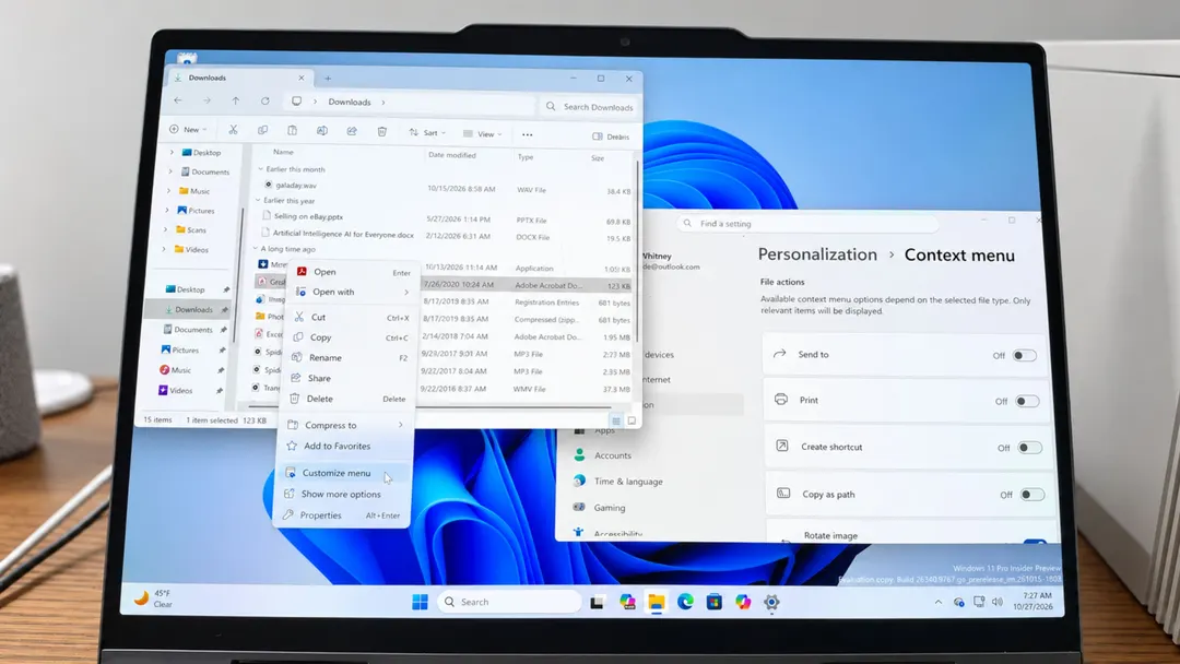 Windows 11 получила настраиваемое контекстное меню в бета-канале