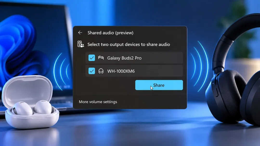 Windows 11 делит звук на два Bluetooth-наушника, но не на всех ноутбуках