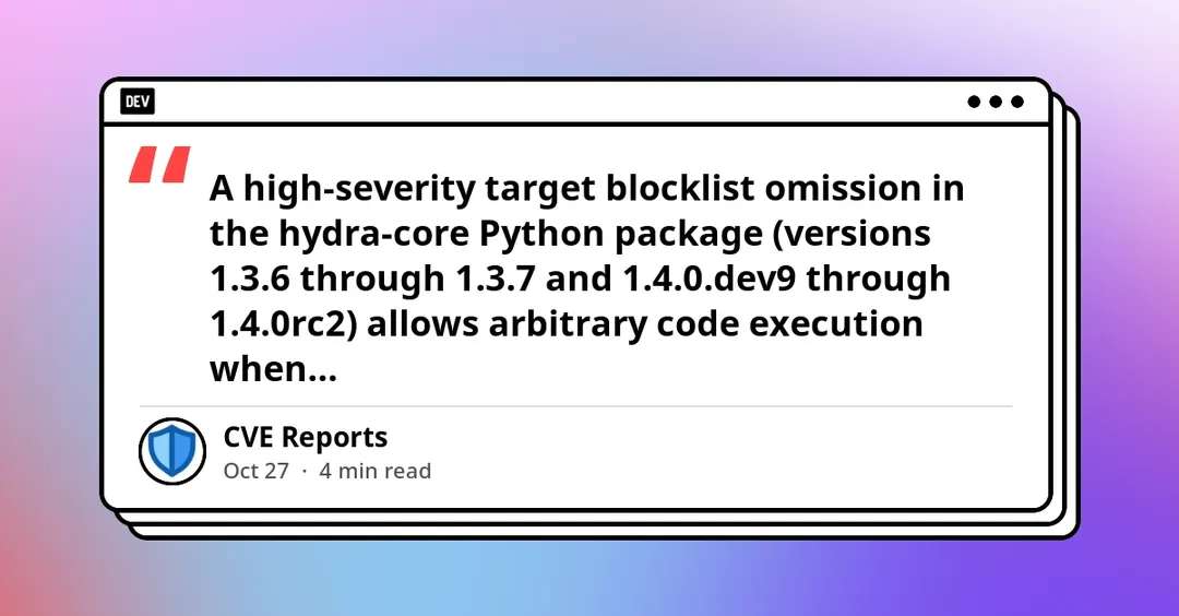 В hydra-core нашли обход блоклиста PyYAML с выполнением кода