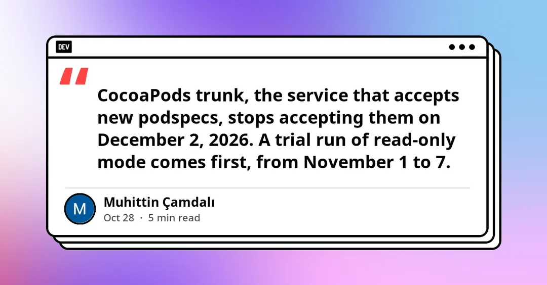 CocoaPods trunk переходит в режим только для чтения 2 декабря
