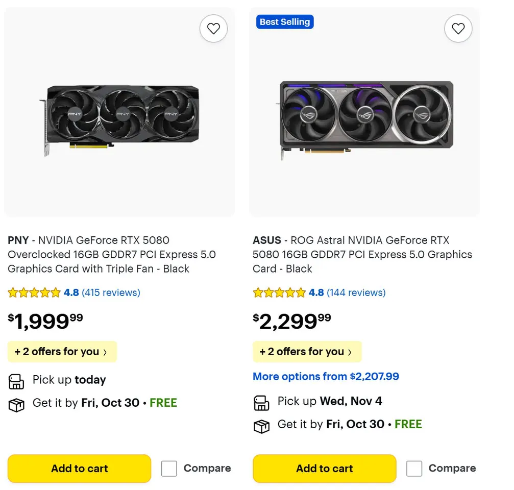 GeForce RTX 5080 подорожала почти до $2000 в рознице США