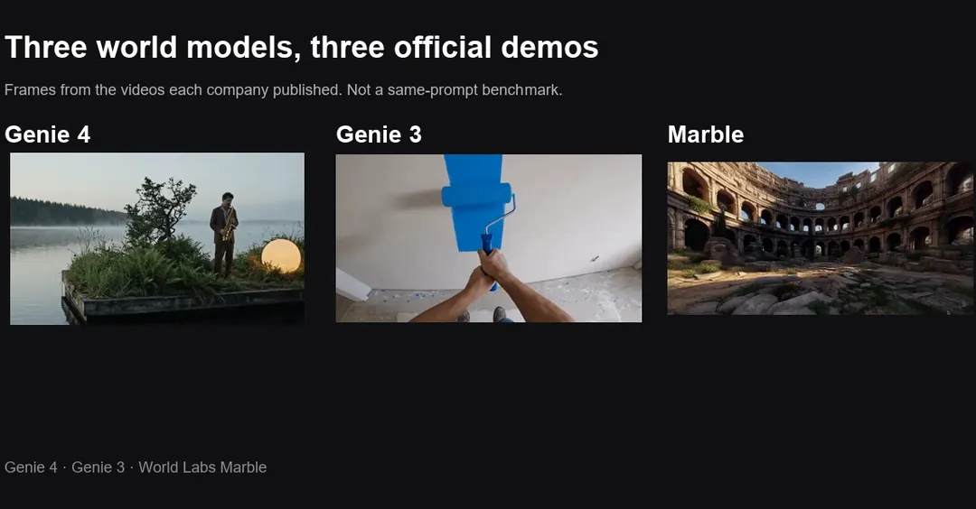 Сравнение демо Genie 4, Genie 3 и Marble: что скрывают ролики