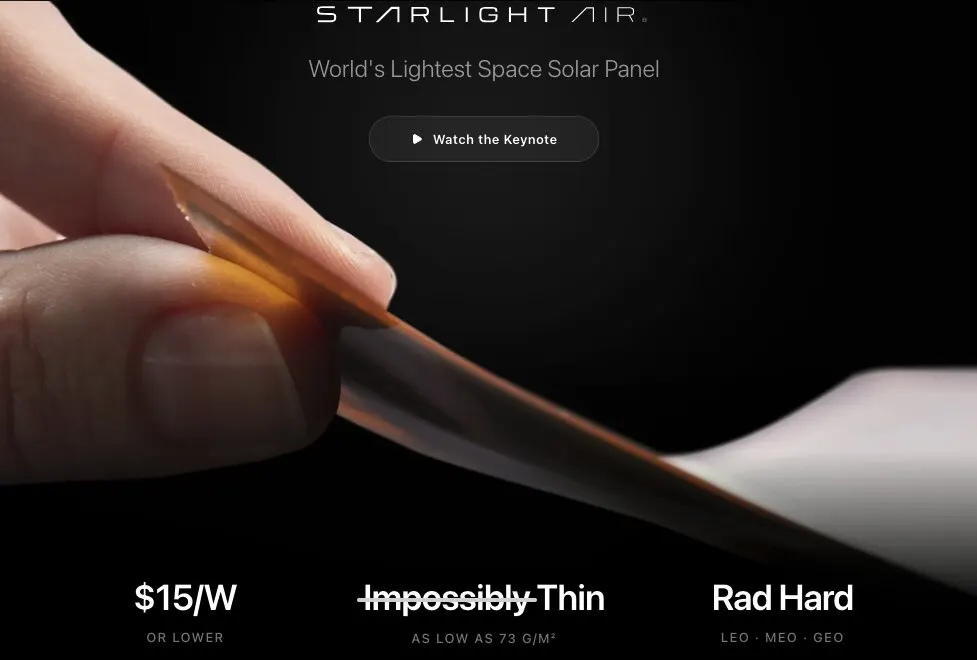 Starpath представила космические солнечные панели Starlight Air