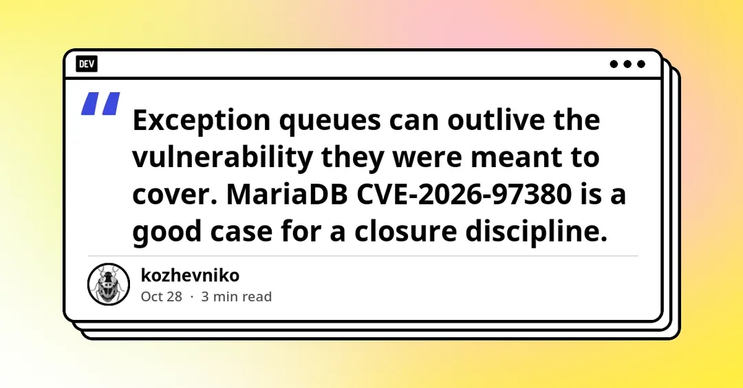 MariaDB закрыла уязвимость CVE-2026-97380 с оценкой 8,8