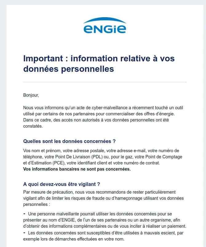 Утечка в ENGIE раскрыла данные клиентов и энергоконтракты
