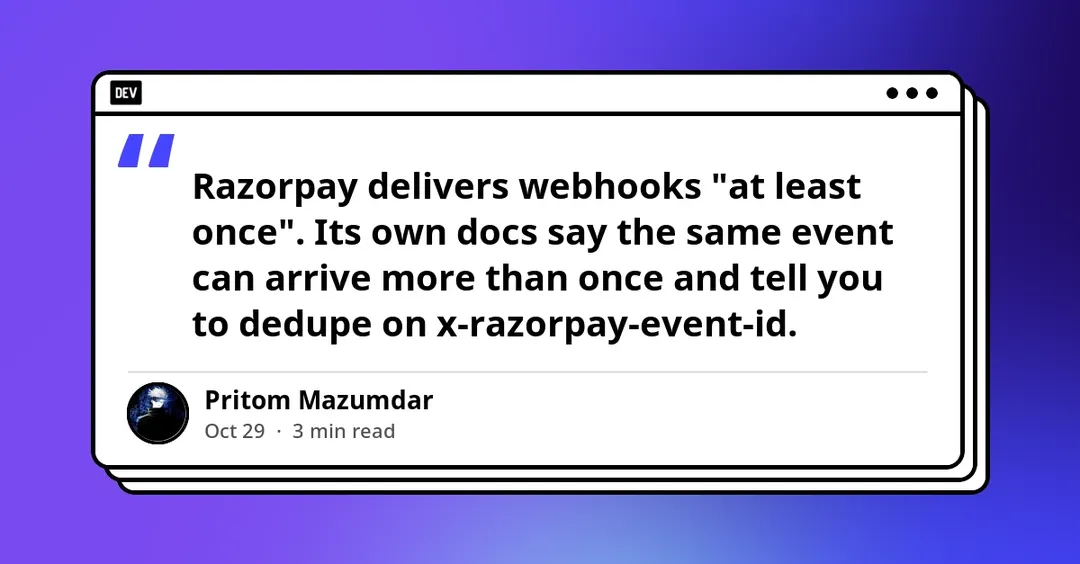 Аудит 148 обработчиков вебхуков Razorpay: 6% обрабатывают платёж дважды