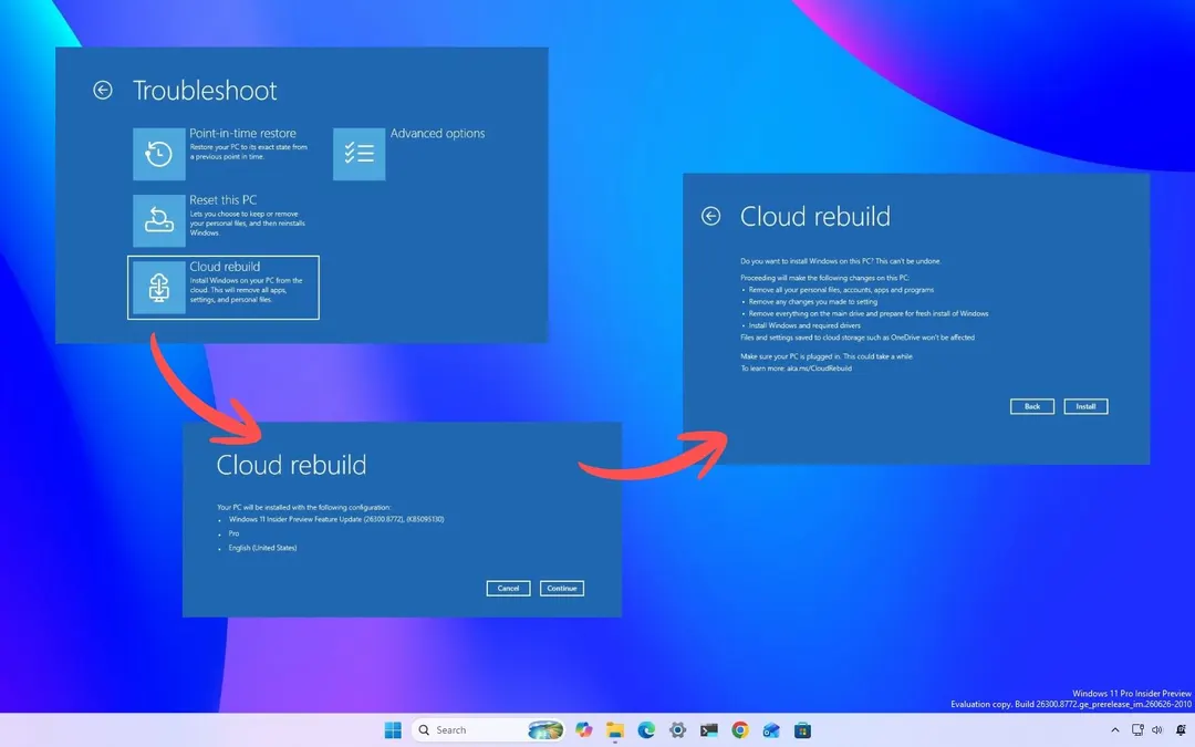 Windows 11 получила Cloud Rebuild — переустановку без USB-накопителя