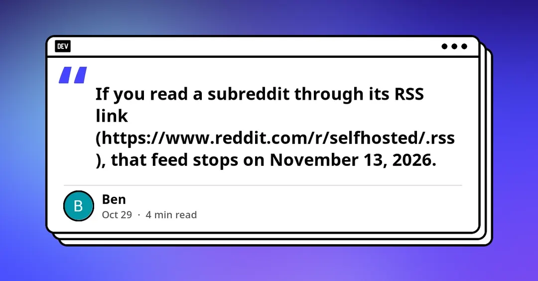 Reddit отключит RSS-ленты сабреддитов 13 ноября 2026 года