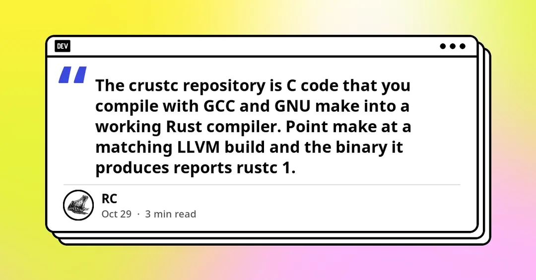 crustc: компилятор rustc переписали на C и собрали через GCC