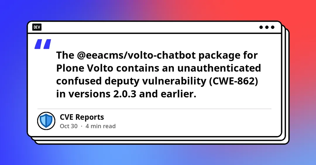 В @eeacms/volto-chatbot нашли уязвимость с обходом авторизации