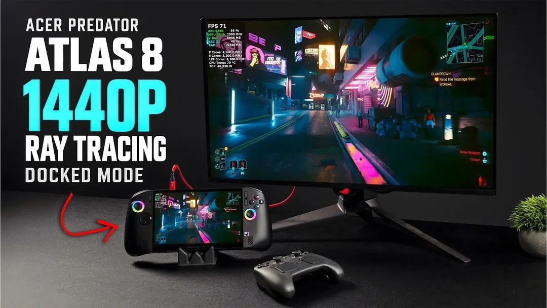 Acer Predator Atlas 8 в док-режиме тянет 1440p с трассировкой при 48 Вт